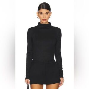Frame Denim Black Ribbed Turtleneck Top